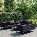 vidaXL, vidaXL 8-tlg. Garten-Lounge-Set mit Kissen Poly Rattan Dunkelgrau