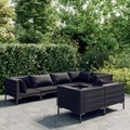 vidaXL, vidaXL 7-tlg. Garten-Lounge-Set mit Kissen Poly Rattan Dunkelgrau
