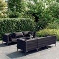 vidaXL, vidaXL 7-tlg. Garten-Lounge-Set mit Kissen Poly Rattan Dunkelgrau