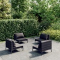 vidaXL, vidaXL 4-tlg. Garten-Lounge-Set mit Kissen Poly Rattan Dunkelgrau