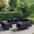 vidaXL, vidaXL 8-tlg. Garten-Lounge-Set mit Kissen Poly Rattan Dunkelgrau