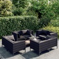 vidaXL, vidaXL 9-tlg. Garten-Lounge-Set mit Kissen Poly Rattan Dunkelgrau