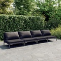 vidaXL, vidaXL 4-tlg. Garten-Lounge-Set mit Kissen Poly Rattan Dunkelgrau