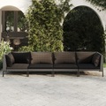 vidaXL, vidaXL 4-tlg. Garten-Lounge-Set mit Kissen Poly Rattan Dunkelgrau
