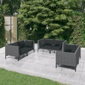 vidaXL, vidaXL 6-tlg. Garten-Lounge-Set mit Auflagen Poly Rattan Dunkelgrau