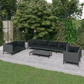 vidaXL, vidaXL 9-tlg. Garten-Lounge-Set mit Auflagen Poly Rattan Dunkelgrau