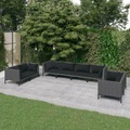 vidaXL, vidaXL 8-tlg. Garten-Lounge-Set mit Kissen Poly Rattan Dunkelgrau