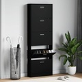 vidaXL, vidaXL Schuhschrank Schwarz 59x17x169 cm Holzwerkstoff