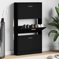 vidaXL, vidaXL Schuhschrank Schwarz 59x17x108 cm Holzwerkstoff