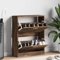 vidaXL, vidaXL Schuhschrank Räuchereiche 63x24x81 cm Holzwerkstoff