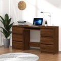 vidaXL, vidaXL Schreibtisch Braun Eichen-Optik 140x50x77 cm Holzwerkstoff