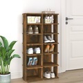 vidaXL, vidaXL Schuhregale 2 Stk. Räuchereiche 27,5x27x102 cm Holzwerkstoff