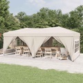 vidaXL, vidaXL Partyzelt Faltbar mit Seitenwänden Creme 3x6 m