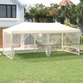 vidaXL, vidaXL Partyzelt Faltbar mit Seitenwänden Creme 3x6 m
