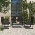 vidaXL, vidaXL 4-tlg. Garten-Lounge-Set mit Kissen Schwarz Poly Rattan