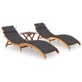 vidaXL, vidaXL Sonnenliegen 2 Stk. mit Tisch und Auflagen Massivholz Akazie