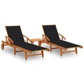 vidaXL, vidaXL Sonnenliegen 2 Stk. mit Tisch und Auflagen Massivholz Akazie