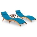 vidaXL, vidaXL Sonnenliegen 2 Stk. mit Tisch und Auflagen Massivholz Akazie