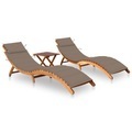 vidaXL, vidaXL Sonnenliegen 2 Stk. mit Tisch und Auflagen Massivholz Akazie