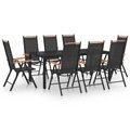 vidaXL, vidaXL 9-tlg. Garten-Essgruppe Aluminium Schwarz