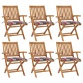 vidaXL, vidaXL Klappbare Gartenstühle mit Kissen 6 Stk. Massivholz Teak