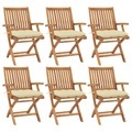 vidaXL, vidaXL Klappbare Gartenstühle mit Kissen 6 Stk. Massivholz Teak