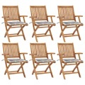 vidaXL, vidaXL Klappbare Gartenstühle mit Kissen 6 Stk. Massivholz Teak