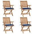 vidaXL, vidaXL Klappbare Gartenstühle mit Kissen 4 Stk. Massivholz Teak