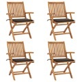 vidaXL, vidaXL Klappbare Gartenstühle mit Kissen 4 Stk. Massivholz Teak