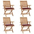 vidaXL, vidaXL Klappbare Gartenstühle mit Kissen 4 Stk. Massivholz Teak
