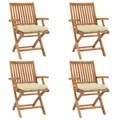 vidaXL, vidaXL Klappbare Gartenstühle mit Kissen 4 Stk. Massivholz Teak