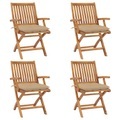 vidaXL, vidaXL Klappbare Gartenstühle mit Kissen 4 Stk. Massivholz Teak