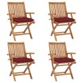vidaXL, vidaXL Klappbare Gartenstühle mit Kissen 4 Stk. Massivholz Teak