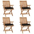 vidaXL, vidaXL Klappbare Gartenstühle mit Kissen 4 Stk. Massivholz Teak
