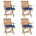 vidaXL, vidaXL Klappbare Gartenstühle mit Kissen 4 Stk. Massivholz Teak