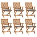 vidaXL, vidaXL Klappbare Gartenstühle mit Kissen 6 Stk. Massivholz Teak