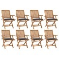 vidaXL, vidaXL Klappbare Gartenstühle mit Kissen 8 Stk. Massivholz Teak