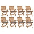 vidaXL, vidaXL Klappbare Gartenstühle mit Kissen 8 Stk. Massivholz Teak