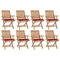 vidaXL, vidaXL Klappbare Gartenstühle mit Kissen 8 Stk. Massivholz Teak