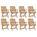 vidaXL, vidaXL Klappbare Gartenstühle mit Kissen 8 Stk. Massivholz Teak