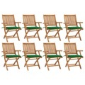 vidaXL, vidaXL Klappbare Gartenstühle mit Kissen 8 Stk. Massivholz Teak