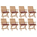 vidaXL, vidaXL Klappbare Gartenstühle mit Kissen 8 Stk. Massivholz Teak
