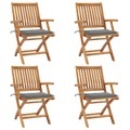 vidaXL, vidaXL Klappbare Gartenstühle mit Kissen 4 Stk. Massivholz Teak