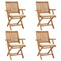 vidaXL, vidaXL Klappbare Gartenstühle mit Kissen 4 Stk. Massivholz Teak