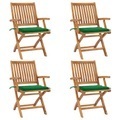vidaXL, vidaXL Klappbare Gartenstühle mit Kissen 4 Stk. Massivholz Teak