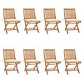 vidaXL, vidaXL Klappbare Gartenstühle mit Kissen 8 Stk. Massivholz Teak