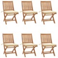 vidaXL, vidaXL Klappbare Gartenstühle mit Kissen 6 Stk. Massivholz Teak