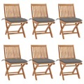 vidaXL, vidaXL Klappbare Gartenstühle mit Kissen 6 Stk. Massivholz Teak