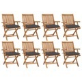 vidaXL, vidaXL Klappbare Gartenstühle mit Kissen 8 Stk. Massivholz Teak