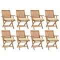 vidaXL, vidaXL Klappbare Gartenstühle mit Kissen 8 Stk. Massivholz Teak